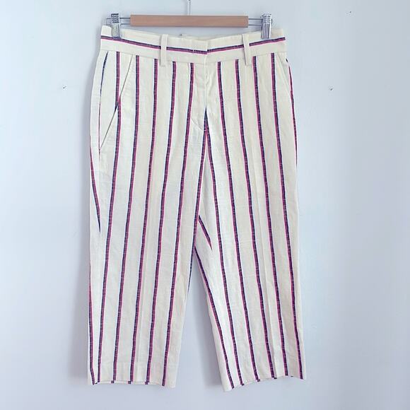 Isabel Marant Etoile Jacob striped flat front cropped trousers pants sz 36 - Picture 1 of 6